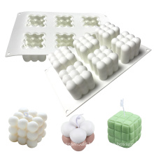 Handmade DIY 6 Cavities 3d Rubik Cube Candle Making Mold Silicone Bubble Candle Mould